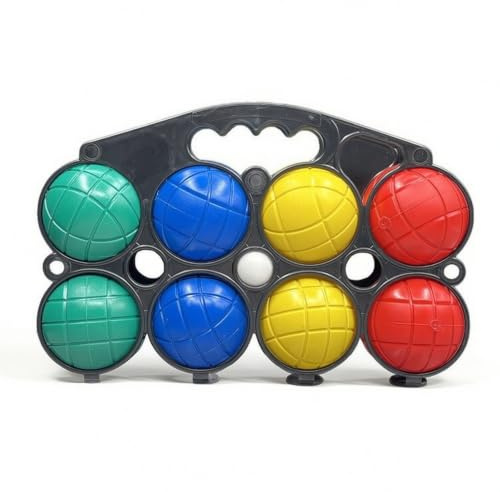 Milageto 8 Pieces Bocce Set with Holder Textured Bocce Set with Goals Weather-Resistant Lawn Bowling Game for Adults and Children, Park