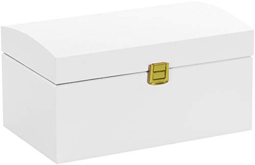 LAUBLUST Große Holztruhe Gewölbter Deckel mit Schloss - FSC® | Allzweck-Kiste aus Holz - Aufbewahrungskiste | Erinnerungsbox - Geschenk-Verpackung (Weiß, ca. 26 x 16 x 13 cm)