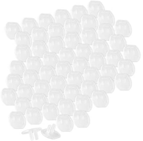 Power Gear Child Safety Electrical Outlet Covers, Tamper‑Resistant Plug Protectors for Standard Wall Outlets, Baby‑Proof & Child‑Proof Safety Caps, Clear, 60 Pack, 54615