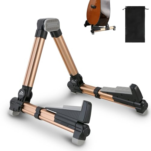 EASTROCK Guitar Stand Professional Portable Gold Tripod Adjustable A Frame Acoustic Guitar Stand Multiple Guitars for Acoustic Guitar Electric Guitar Bass(Gold)