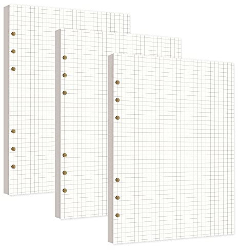 240 Blätter A5 Grid Paper,A5 Papier Kariert 6 Löcher Nachfülleinlagen Nachfüllbare Refill Paper für Notizbuch Tagbuch Skizze Malerei 3 Packung