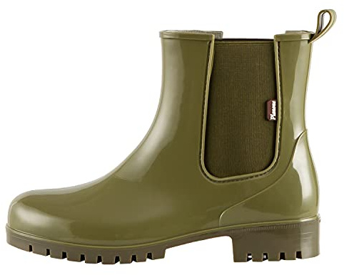 planone Short Rain Boots Women Fashion Waterproof Chelsea Boots for Women Light Outdoor Garden Shoes Ankle Muck Boots for Ladies Non Slip Work Shoes Rubber Boots with Premium Comfort Insole