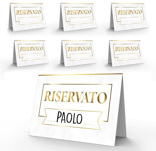 Segnaposto Riservato Elegante - 40 Cartoncini Segnaposto Tavolo Bianco Oro - Decorazioni Eventi