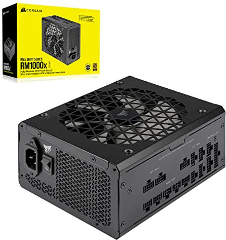 Corsair RM1000x SHIFT Vollmodulares ATX-Netzteil - Modulare Seitenschnittstelle - ATX 3.1- & PCIe 5.1-kompatibel - Null-Drehzahl-Lüftermodus - 105°C-Kondensatoren - 80 PLUS Gold-Effizienz - Schwarz