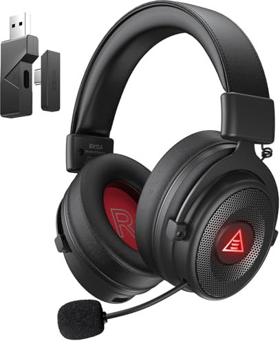 EKSA Wireless Gaming Headset Bluetooth, 2.4GHz USB-C & USB Schnittstelle Headset Kabellos, 50Hrs Akkulaufzeit, Ausziehbares Mikrofon Geräuschunterdrückung, Ohne Kabel, für PC/PS4/PS5/Mac,E900BT