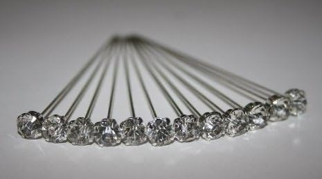 LYXIG 4 cm diamantklara diamantstift bröllopsblommor: 4 cm glittrande diamantstift: Lägg till elegans till dina hantverk och bröllop (klar, 4 mm x 12)