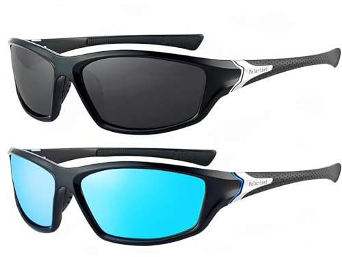 Polarized Sunglasses for Men Women HD Pilot Lense Light Frame Sports Sun Glasses Ultra Light Unbreakable Frame 100% UV400 Protection Retro Dark Shades for Golf Driving Fishing Travel Eyewear (2 Pack)