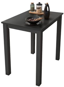 Woodroom Esstisch Kota 50x70 cm – Massivholz Hevea, lackiert, Farbe Schwarz – Kleiner Küchentisch, Esszimmertisch, platzsparend, stabil & pflegeleicht