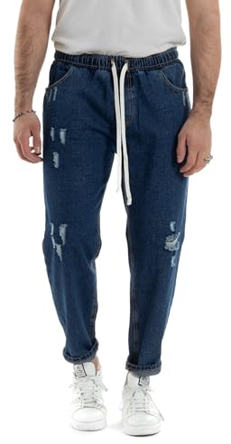 Giosal Herrjeans enfärgad bruten elastisk dragsko, Denim Scuro4, S