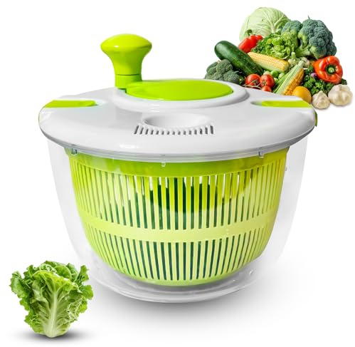 Salad spinner, vegetable and fruit washing dryer, lettuce spinner, for washing fruits, vegetables, pasta, green, 5L