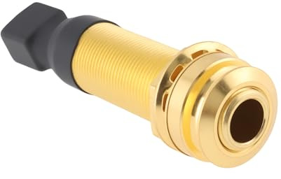 YINETTECH Endpin Jack Sound Pick-up Socket 6.35mm Output 2.5mm Input for Acoustic Guitar Accessories 60.5x15.6mm, Gold