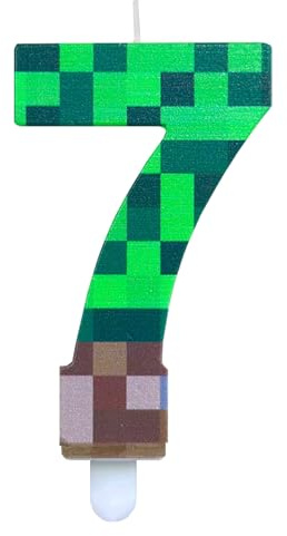 DazzJoy Pixel ljus 7 födelsedag pojke dekoration, videospel pixel födelsedagsljus siffror 7, tecknade spel teman ljus 7. Födelsedag pojke, gamer pixel födelsedagsljus 7, spel nummerljus 7 grön