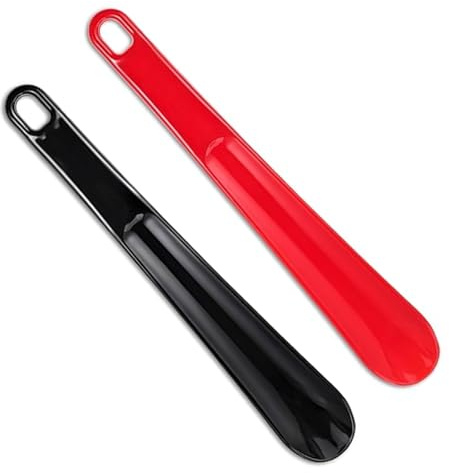 RGEVGER 2 Pcs Shoe Horn, Shoe Horn Long Handled with Comfort Grip and Hanging Holes, Flexible Strong Plastic, Easy to Carry Easy Slip-on Toolor, for Lazy Men Women the Elderly Kids Disabled