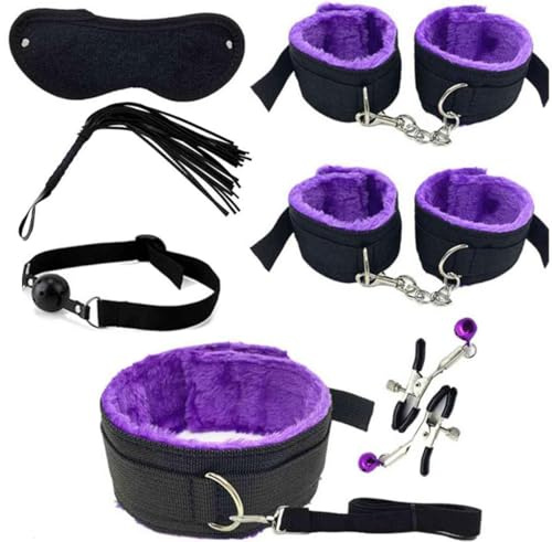 Multifunktionell Justerbar Inomhus Fitness Nylon UppsäTtning Med 7-Delars Plush Foder, Inklusive Nylon Armband, Par GåVa - D5 (Lila)