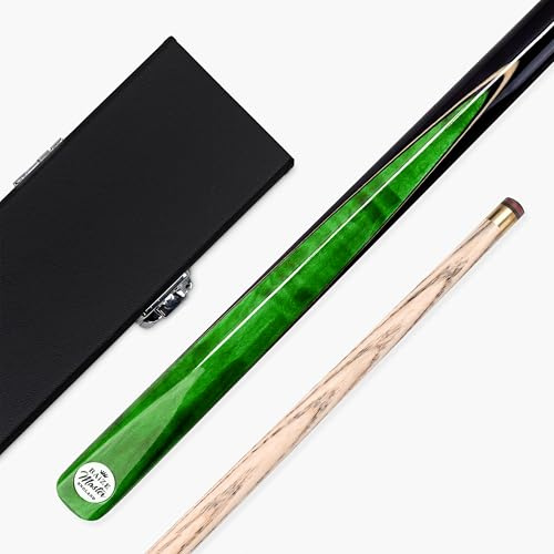 BAIZE MASTER Silver Series CONQUEST 57 Inch 2 Piece Centre Joint Snooker Pool Cue and Case Set 9.5mm Tip with Black Hard Case (Green)