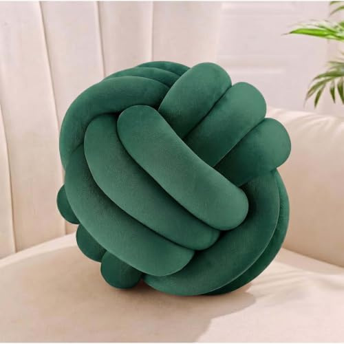 Relaxdays Cojín con Nudos, cojín Anudado, sofá, Cama, Verde Oscuro