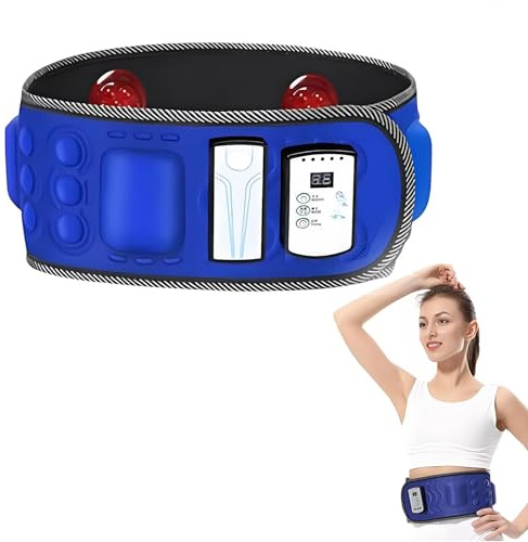 Massagevibration bantning magnetbälte, elektrisk magfettbrännare, 24 st magnet, tid och olika massagelägen justerbar, dubbel röd ljusuppvärmning, för axelmassage, fettförbränning