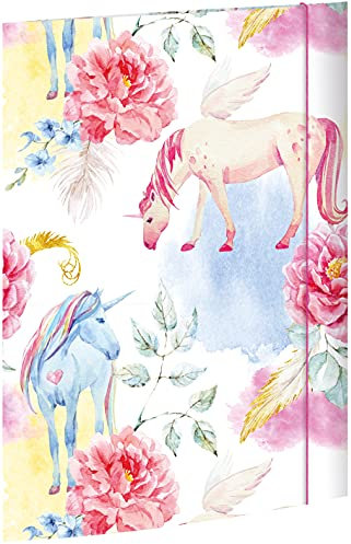 RNKVERLAG Zeichenmappe Einhorn 310 x 440 mm DIN A3, mit Gummizugverschluss, 1 Stück