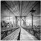 ARTland Glasbilder Wandbild Glas Bild einteilig 50x50 cm Quadratisch New York Manhattan Skyline Architektur Brücke Brooklyn Bridge Monochrom Amerika USA S8VX