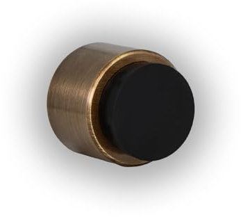 EVI Herrajes | Adhesive Wall Mounted Door Stop| Ø28x28 mm | Antique Brass Finish | 100% Functional | Mod. I-198/28-LCU