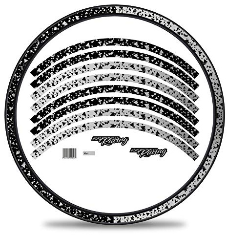 Finest Folia 16-delat set fälg kant klistermärke för cykel fälgar i 2 ansiktsdesign komplett set för 69 cm (29 tum) för landsvägscykel mountainbike MTB löphjul RX031 (silver metallic, matt)