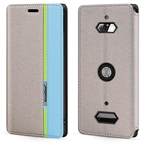 Coque à Rabat en Cuir PU Bicolore avec Fermeture Magnétique Invisible Compatible avec Crosscall Core-X4 Neo, Étui Élégant et Protecteur (Gris)