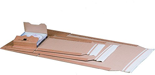 karton-billiger Paquete universal para libro de embalaje envolvente para libro de embalaje autoadhesivo con hilo de rasgar cartón ondulado marrón, 11 tamaños diferentes (B5-274 x 191 x 80 mm, 25)