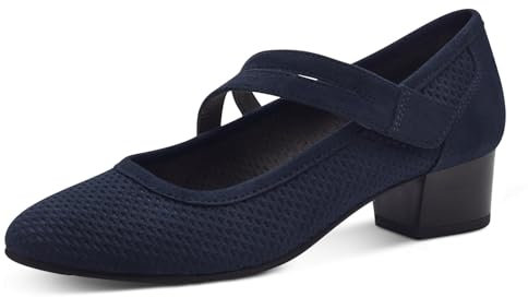 Jana Damen Pumps mit Riemen Kleiner Absatz Vegan, Blau (Ocean), 37 EU