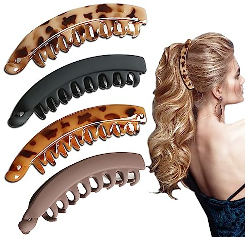 SJBAUTYO 4 Pezzi Fermagli per Capelli a Banana,Artiglio Ponytail Capelli Della Clip,per Capelli di Medio Spessore,per Donne e Ragazze