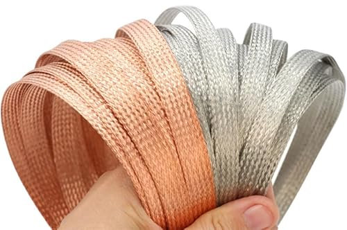 COYOUCO 8/10/12Mm Tinned Copper Metal Braid Sleeving Flexible Shielding Wire Mesh Expandable Metal Sheath Screening Signal Wire,Tinned Copper 12mm 1meter