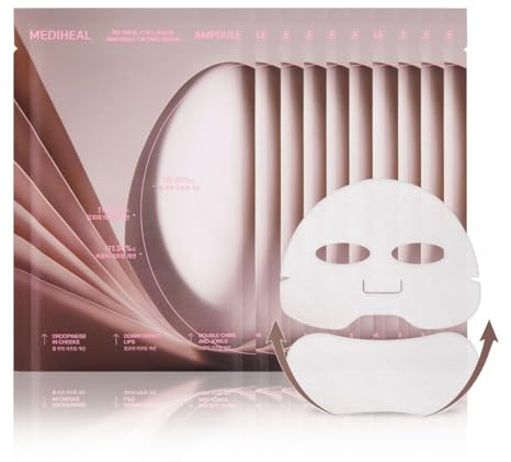 Mediheal Retinol Collagen Ampoule Lifting Mask (4 Counts) for V Line Mask Anti-Aging - Helps Reduce Fine Lines & Wrinkles, and Smoothens Skin