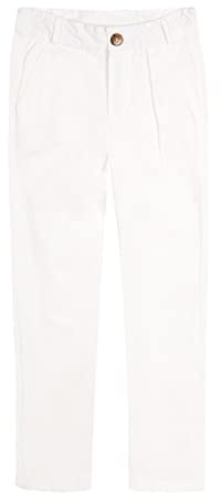 Mud Kingdom 12-13 Years Boys Trousers Straight Flat Front Pants for Big Boy Chino Twill School Uniform Buttoms with Pockets White