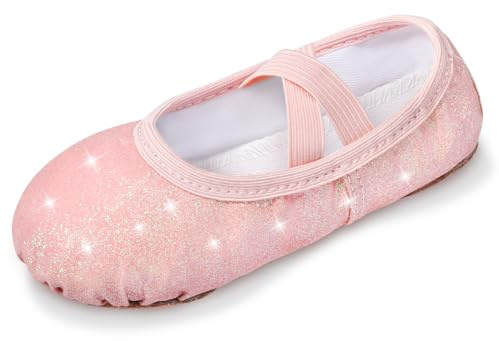 Comfyouth Scarpe da Balletto da Bambina, con Brillantini, Suola Divisa, Scarpe da Balletto, Senza Cravatta, per Ginnastica, Danza Pratica