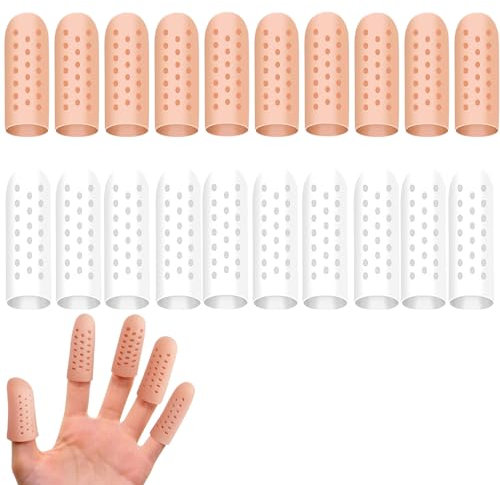 Fingerlinge Silikon 20 Stück Fingerkuppenschutz Daumenschutz Bei Blasen Fingerknacken Lindert Schmerzen Fingerkappen Fingerarthritis Fingerschutz Fingerlinge Hautfarbe Weiß