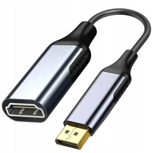 CO2 DisplayPort DP a HDMI 2.1 8K/60Hz, 4K/120Hz, 2K/240Hz, Full HD, Dynamic HDR DSC 3D HDCP 2.2 FEC, Plug & Play, 32,4 Gbps, Cavo unidirezionale, Grigio spazio alluminio (8K)