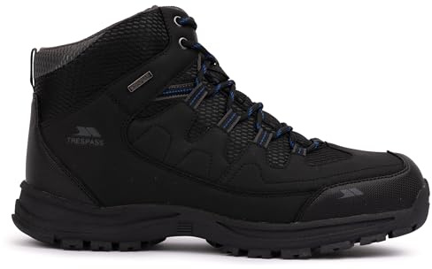 Trespass Mens Finley Mid Waterproof Hiking Boots Black/Blue in Size - 9