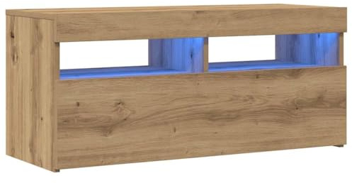 vidaXL TV Cabinet with RGB LED Lights - Artisan Oak, Engineered Wood TV Stand Unit with Storage, Modern LED TV Console for Living Room