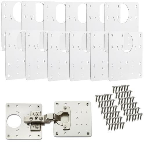 SOTECH 12 x placas 90 x 90 x 0,53 mm de reparación para bisagras | de cazoleta de acero inoxidable, juego de para de con Ø35 mm, bisagra