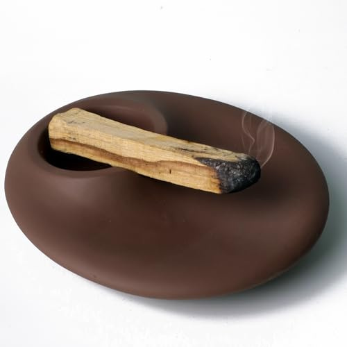 BEYLAB Porta Palo Santo salvia, incenso per Bastoncini di Palo Santo Bruciatore, Supporto Bruciatore a Legna Meditazione Yoga con Raccoglitore Cenere Moderno Minimalista - marrone
