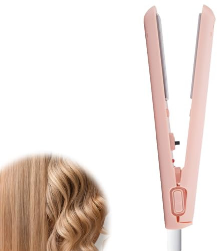 Mini Dual Purpose Curling Iron,Two-in-One Portable Mini Straighteners for Short and Long Hair, Mini Hair Curler for Home and Travel (Pink)