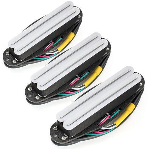 Musiclily Pro ST-DPHA Alnico 5 Humbucker Formato Single Coil Blanco Set 3 | Rail Blade Pastilla, 13,2K Super Distortion, para Guitarra Eléctrica tipo Strat