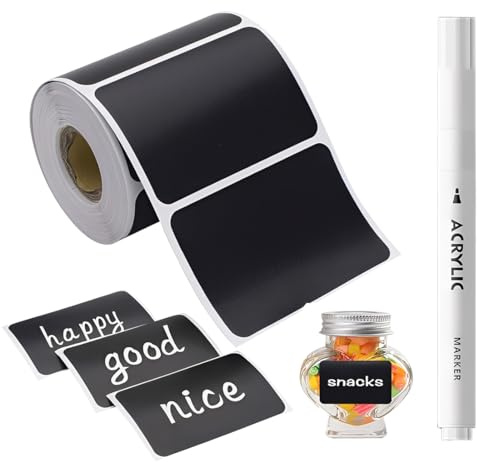 ZEXOWIJ 120 PCS Pegatinas Pizarra, Etiquetas Adhesivas Frascos Especias, Adhesivas Tarros, Etiquetas Congelador, Para Cocina, Decorar Despensa, Vino, Hogar y Oficina, 5.5 x 3.5 cm