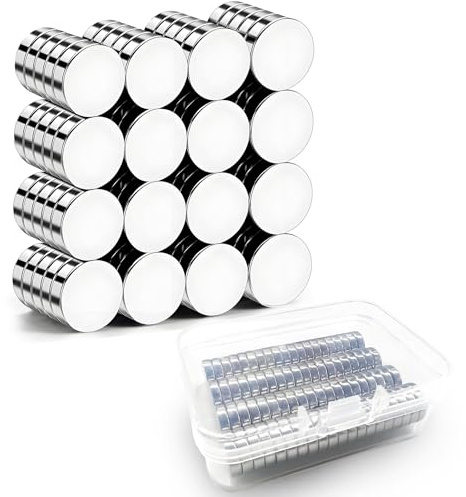 NXPUXP 80 Piezas Imanes de Neodimio,10mm x 3mm Imán Redondos de Tierra RARA Potentes y Pequeños,para Pizarra Magnética,Tablón de Anuncios,Neveras y Manualidades