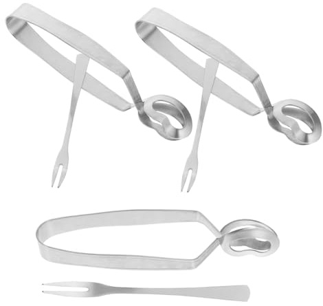 Uonlytech 3 juegos Utensilios de Acero Inoxidable para Comer Caracoles Pinzas y Tenedores Resistentes al Calor para Cocina y Restaurante Prácticos y Portátiles para Uso Doméstico Aire