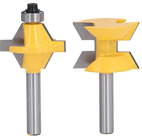 2Pcs Router Bit 8mm Shank 120 Degree Grooving Cutter, Woodworking Router Bit Set with Carbon Steel Body and Alloy Blade for MDF Plywood Cabinet Door Frame