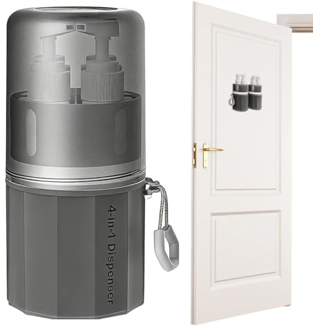 Botella de bomba de viaje – Botella de bomba sin aire de 16,5 x 7,9 cm, botellas dispensadoras de viaje 4 en 1 | Succión al vacío recargable con capacidad de 4 x 55 ml | Botellas de viaje a prueba de