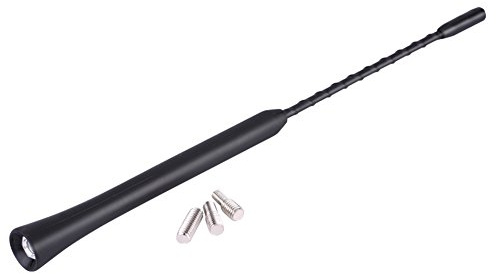 Keenso Antena Aérea Antena Radio FM,Reemplazo Universal Cancelación de Ruido de Coche de 9 Pulgadas con Tornillos, Accesorios Roscados, Negro Atornillado