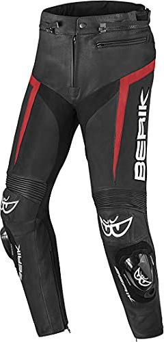 Berik Misle Pantaloni in pelle da moto, nero/rosso, 60