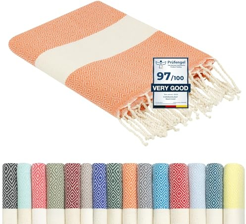 Flora Furora Serviette de Plage XXL 100 x 200 cm - Coton - Fouta Plage | Drap de Plage Grande Taille + Compact | Hammam Sauna, Pique-Nique Tapis de Plage Accessoire, Serviette Plage Femme Homme Ado