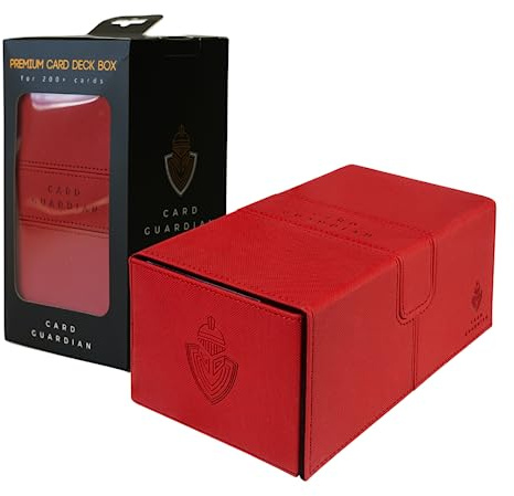 Card Guardian - Premium Double Deck Box for 200+ Cards Trading Card Games TCG (Red)